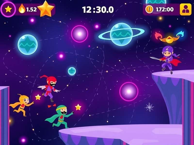 Nebula Ninjas game screenshot showing ninja characters in space